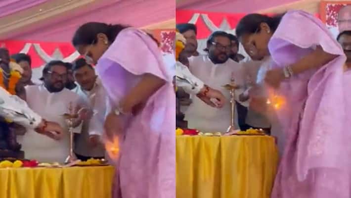 NCP MP Supriya Sule saree catches fire at event in pune and she says I am safe NCP MP Supriya Sule saree catches fire at event in pune and she says I am safe