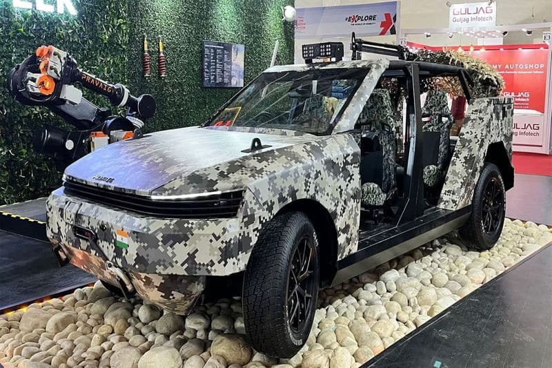 Pravaig Dynamics showcased  Pravaig Veer EV Army SUV at the Auto Expo 2023