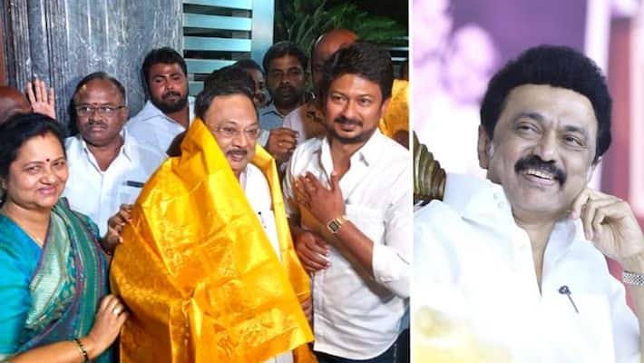 Minister Udayanidhi Stalin meet his M.K Alagiri at madurai Minister Udayanidhi Stalin meet his M.K Alagiri at madurai