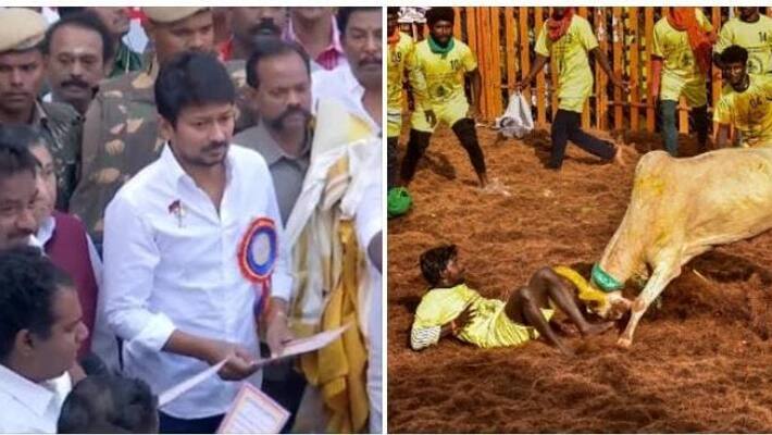 Alanganallur jallikattu competition was inaugurated by Minister Udayanidhi Alanganallur jallikattu competition was inaugurated by Minister Udayanidhi