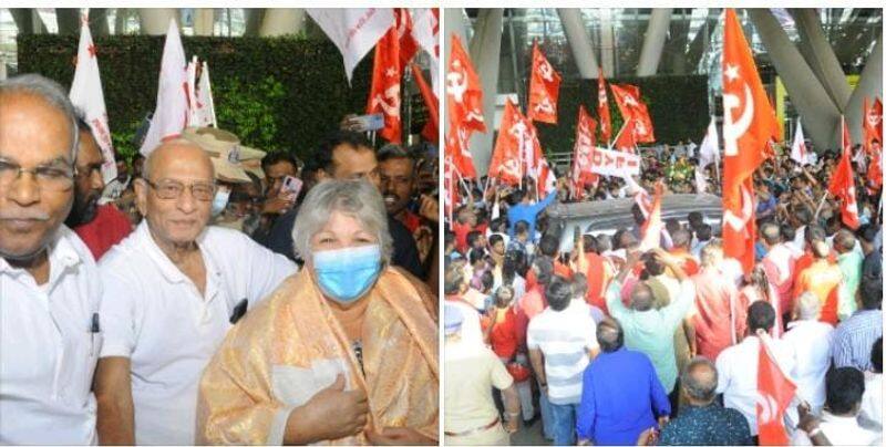 Seguara daughter Aleida Guevara was given a warm welcome by the Communist Party at the Chennai airport
