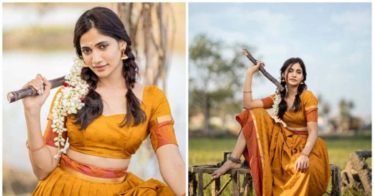 பாவாடை - ஜாக்கெட்டில் மட்டும் அணிந்து தாவணி அணியாமல் தாராள கவர்ச்சி காட்டிய லாஸ்லியா! ஹாட் பொங்கல் போட்டோஸ்!