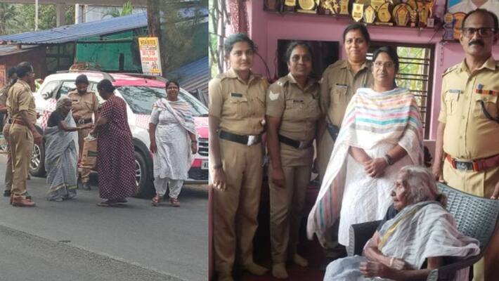 Pink police and auto drivers help an elderly woman who left her home Pink police and auto drivers help an elderly woman who left her home