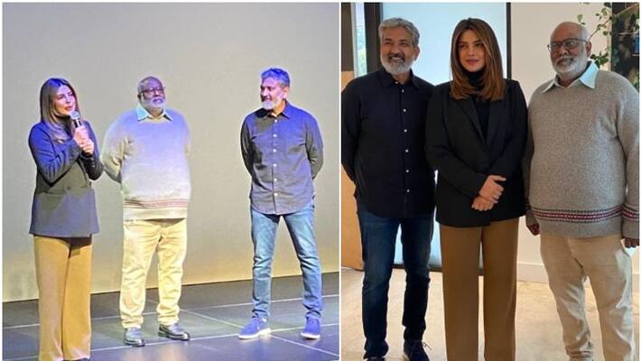 Priyanka Chopra attends RRR screening with SS Rajamouli and MM keeravaani sgk Priyanka Chopra attends RRR screening with SS Rajamouli and MM keeravaani sgk