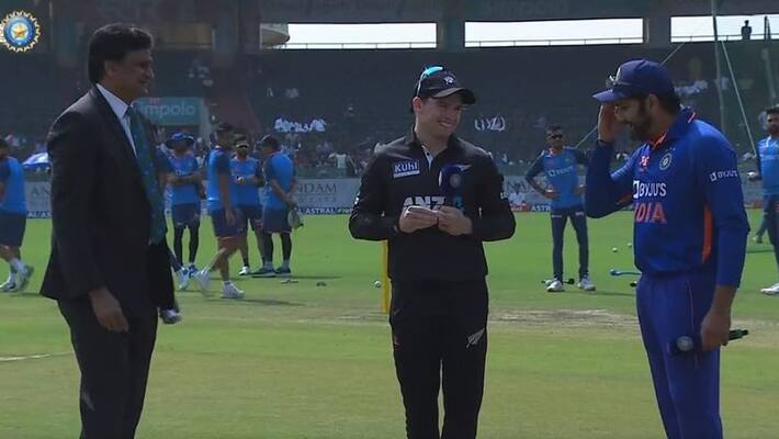 IND vs NZ 2nd ODI Captain Rohit sharma forgets team decision after wining toss at Raipur ckm IND vs NZ 2nd ODI Captain Rohit sharma forgets team decision after wining toss at Raipur ckm