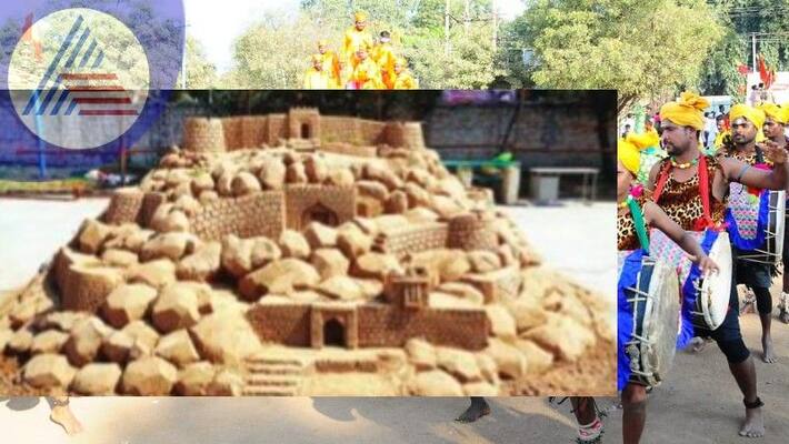 Historical monuments blooming in the sand in bellary utsav at bellary rav Historical monuments blooming in the sand in bellary utsav at bellary rav