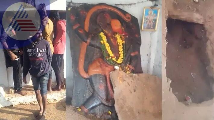 Criminals who dug up the ancient temple sanctum for treasure at tumakuru rav Criminals who dug up the ancient temple sanctum for treasure at tumakuru rav