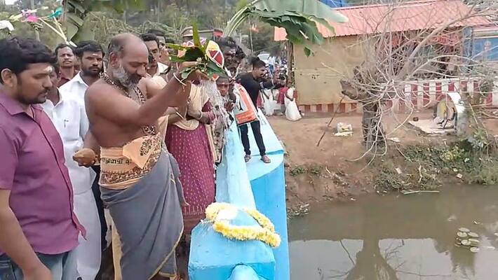 village people celebrating 100th year of small dam in nagapattinam village people celebrating 100th year of small dam in nagapattinam