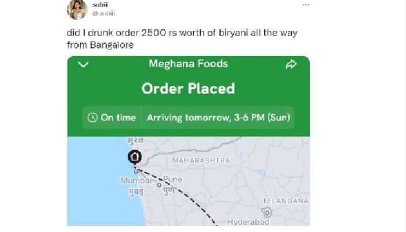 mumbai woman order biryani from bengaluru hotel 