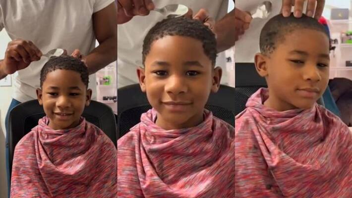 This Resourceful Dad is Using Just a Spoon to Give His Son a Neat Haircut This Resourceful Dad is Using Just a Spoon to Give His Son a Neat Haircut