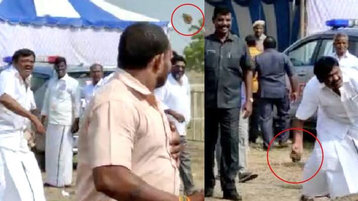 Delay in bringing the chair.. minister nasar threw a stone at the party executive Delay in bringing the chair.. minister nasar threw a stone at the party executive