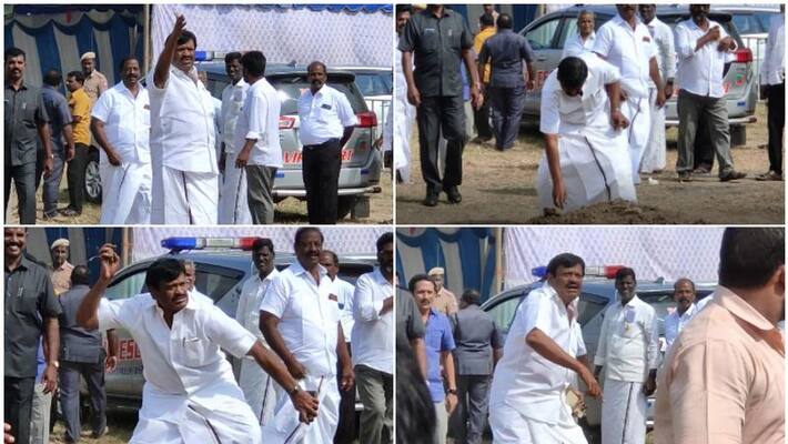 tamilnadu minister SM Nasar was spotted hurling a stone at party worker tamilnadu minister SM Nasar was spotted hurling a stone at party worker