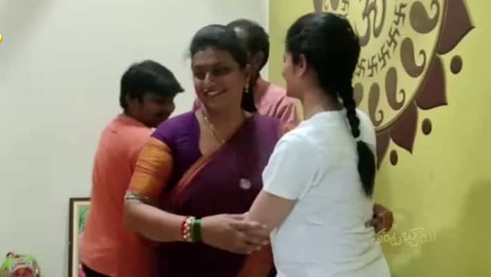 jabardasth love birds rakesh and sujantha in minister roja house jabardasth love birds rakesh and sujantha in minister roja house