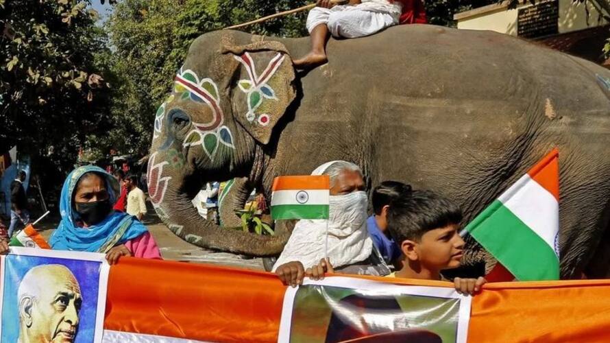elephant gomathi paid its respect to national flag in sankarankovil temple elephant gomathi paid its respect to national flag in sankarankovil temple