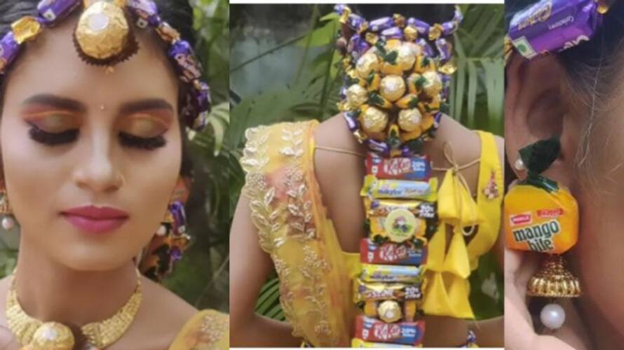 Bridal Hairdo Made With Chocolates And Candy Surprises Internet Bridal Hairdo Made With Chocolates And Candy Surprises Internet