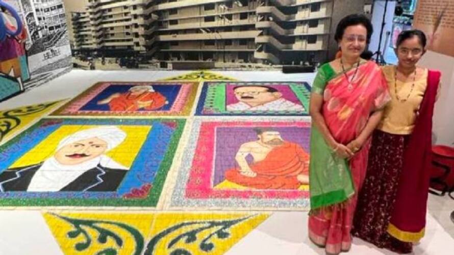 rangoli with 26000 ice-cream sticks rangoli with 26000 ice-cream sticks