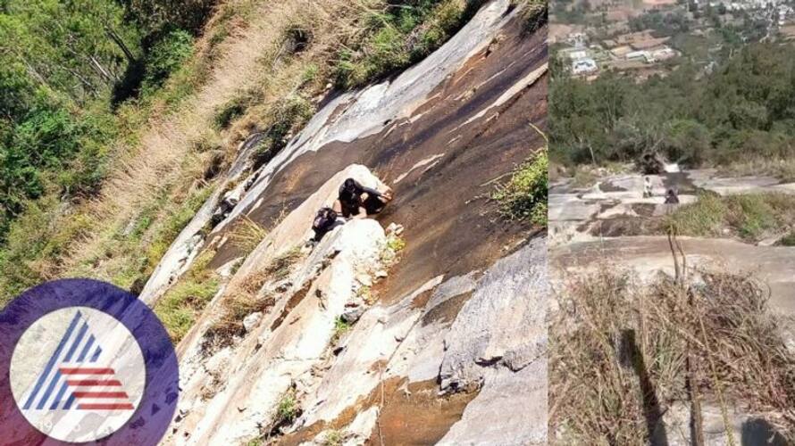 Dangerous trucking near Nandibetta Youth slips and falls into abyss sat Dangerous trucking near Nandibetta Youth slips and falls into abyss sat