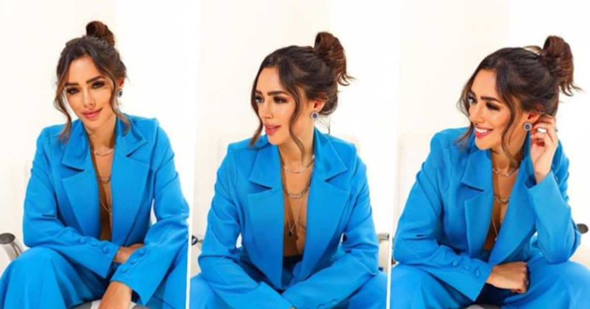 Sexy Pictures Neymars Ex Girlfriend Bruna Biancardi Goes Braless Stuns In Royal Blue Suit 