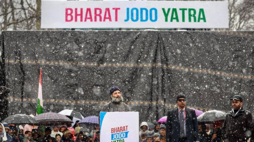 Kanyakumari to Kashmir Bharat Jodo Yatra Rahul Gandhi emotional speech in heavy snowfall in Srinagar san Kanyakumari to Kashmir Bharat Jodo Yatra Rahul Gandhi emotional speech in heavy snowfall in Srinagar san