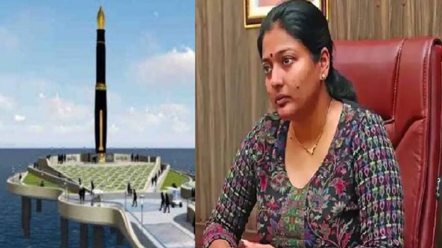 Former BJP Executive Gayatri Raghuram Supports for Pen Memorial in Marina Sea Former BJP Executive Gayatri Raghuram Supports for Pen Memorial in Marina Sea