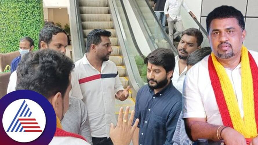 Kannada activist Roopesh Rajanna warned person who removed sticker in namma metro vcs Kannada activist Roopesh Rajanna warned person who removed sticker in namma metro vcs