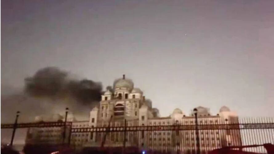 Fire breaks out at newly constructed Telangana Secretariat building ppp Fire breaks out at newly constructed Telangana Secretariat building ppp