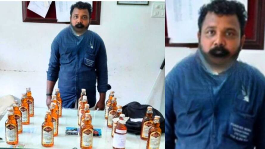 youth arrested with 9 bottle indian made foreign liquor in kozhikode vkv youth arrested with 9 bottle indian made foreign liquor in kozhikode vkv
