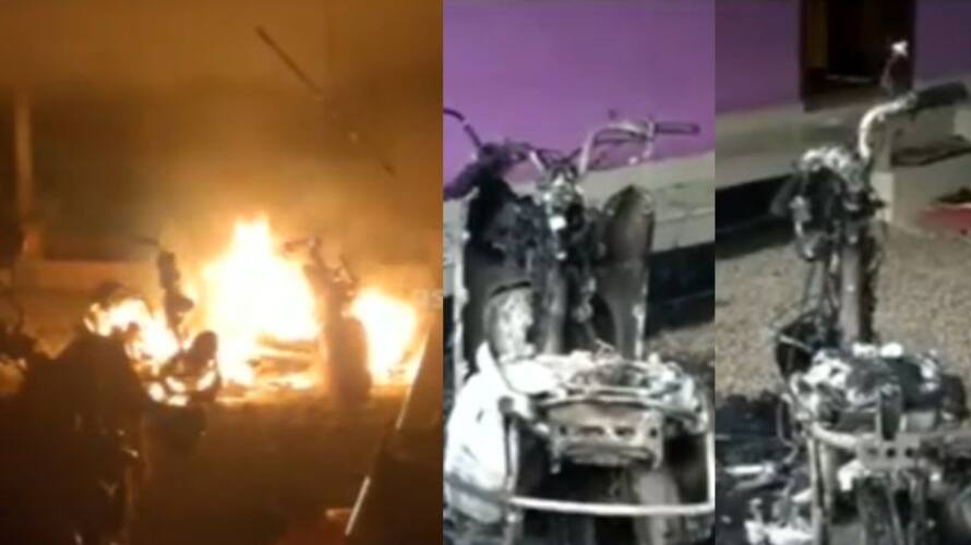 anti social elements set fire to scooter in kottayam vkv anti social elements set fire to scooter in kottayam vkv