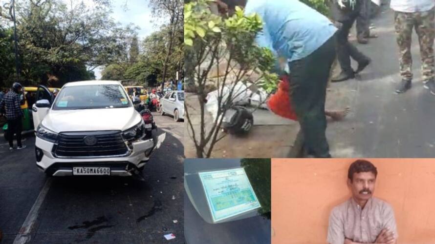 Hit and run MLA Harthalu Halappa car ran over the head of the biker Died on the spot sat Hit and run MLA Harthalu Halappa car ran over the head of the biker Died on the spot sat