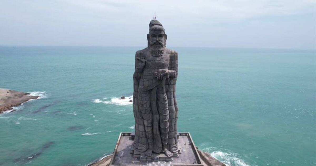 குமரியில் புதுப்பொலிவுடன் காட்சியளிக்கும் அய்யன் திருவள்ளுவர் சிலையின் கழுகு பார்வை காட்சி