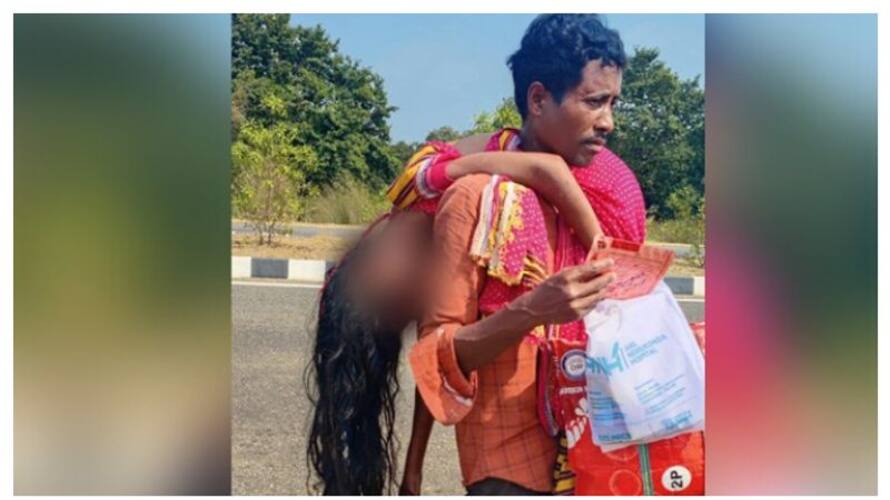 Odisha Man Carries Wife's Body prm Odisha Man Carries Wife's Body prm