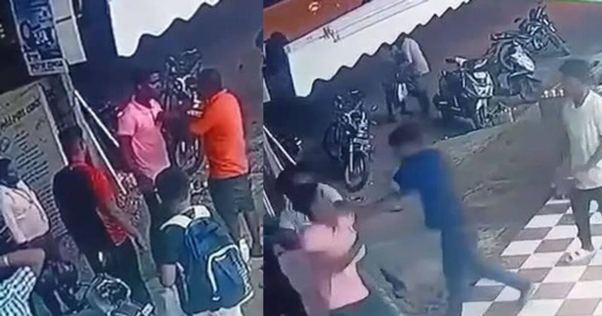 வெஜ் ஹோட்டலில் சிக்கன் ரைஸ் கேட்டு அடாவடி! சரமாரியாக தாக்கிக்கொண்ட காவலர்கள் - ஊழியர்கள்! சிசிடிவி காட்சி.!