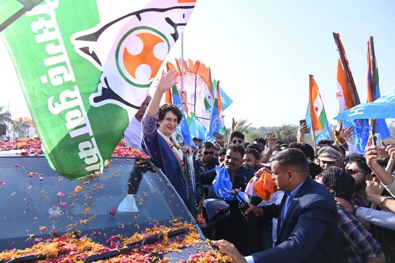 Priyanka Gandhi arrives in Raipur to attend Congress plenary, rose-carpet welcome accorded
