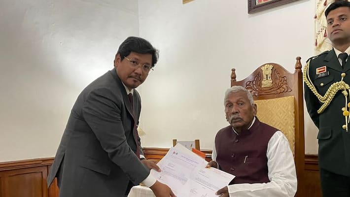 Conrad Sangma takes oath as Meghalaya CM; Prime Minister Narendra Modi and Union Minister Amit Shah were present at the event. Conrad Sangma takes oath as Meghalaya CM; Prime Minister Narendra Modi and Union Minister Amit Shah were present at the event.