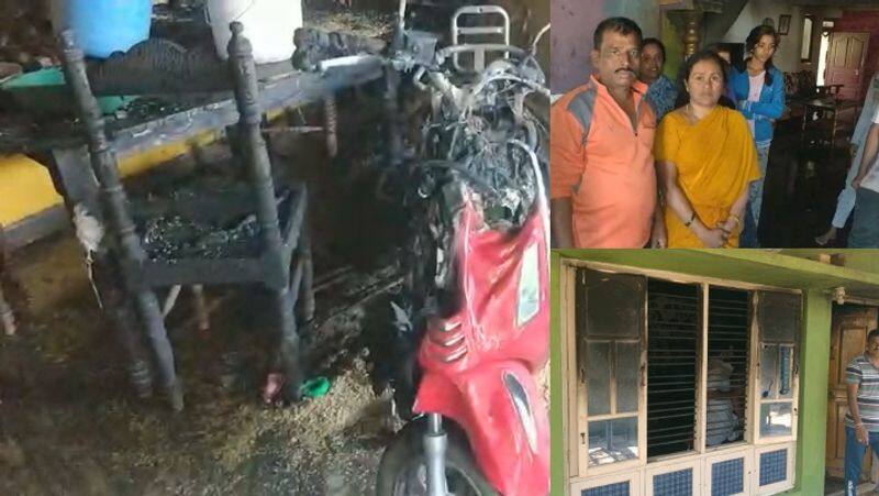 Electric scooter blast in Mandya Household items also burnt sat