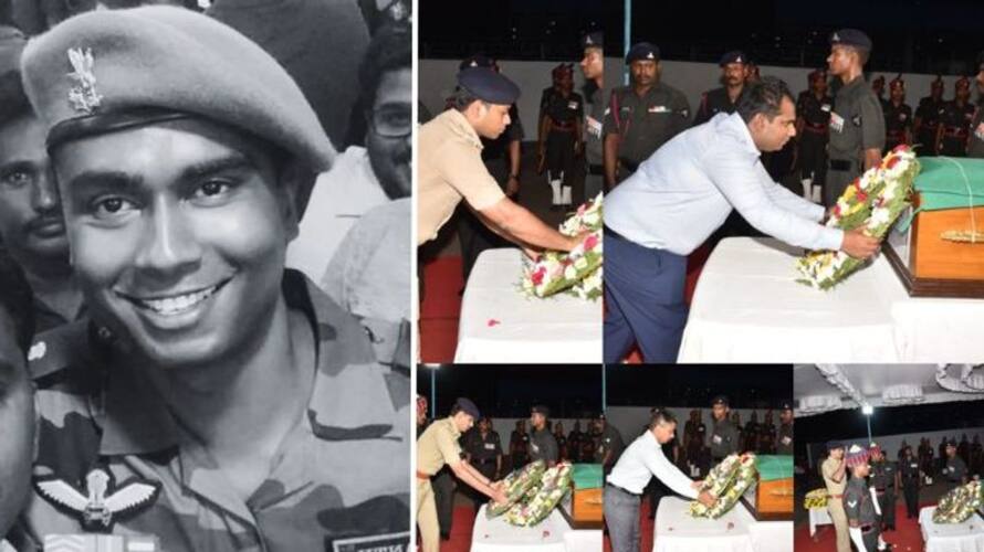 Collector Anish Shekhar pays tribute to the body of Major Jayanth in the helicopter crash Collector Anish Shekhar pays tribute to the body of Major Jayanth in the helicopter crash