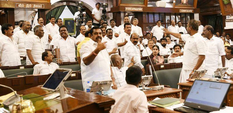 AIADMK Amali in the Legislative Assembly demanding the removal of O Panneer Selvam from the post of Vice President of the Opposition
