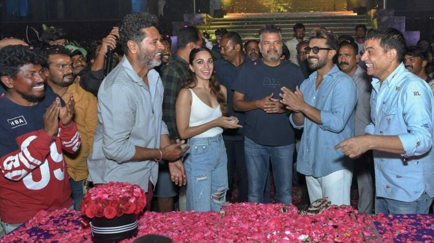 rrr hero ram charan birthday celebrations in rc 15 movie sets ksr rrr hero ram charan birthday celebrations in rc 15 movie sets ksr