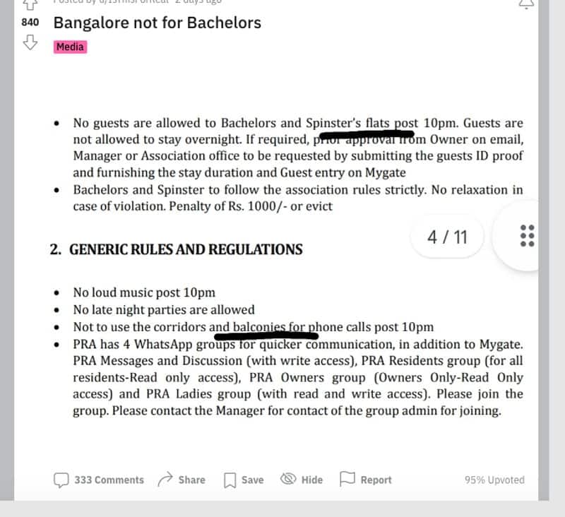 No guests after 10 pm Bengaluru society bizarre rules for bachelors leave netizens fuming gcw
