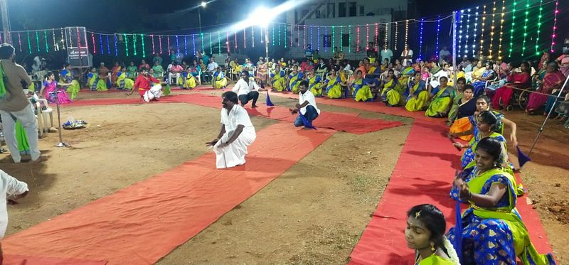 oyilattam performed by all age groups at the coimbatore temple festival 