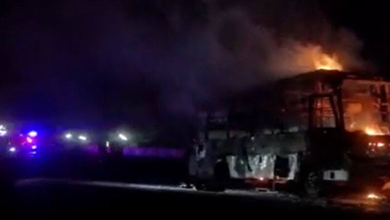fire breaks out in a luxury bus