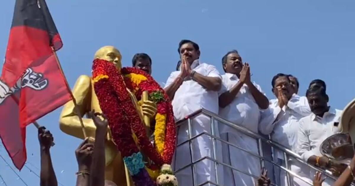 சேலத்தில் அம்பேத்கர் சிலைக்கு மாலை அணிவித்து மரியாதை செலுத்தினார் அதிமுக பொதுச் செயலாளர் எடப்பாடி பழனிச்சாமி