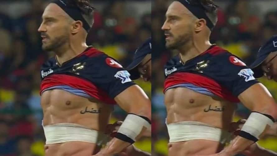 IPL 2023 Know the reason for the strap and meaning of tattoo on Faf du  Plessis abdomen  CricketTimescom
