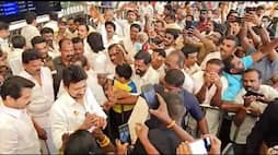 dmk cadres warm welcome to minister udhayanidhi stalin in coimbatore airport