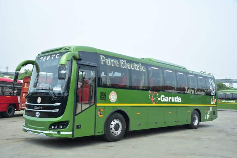 telangana launching electric AC buses tomorrow, runs between hyderabad to vijayawada kms