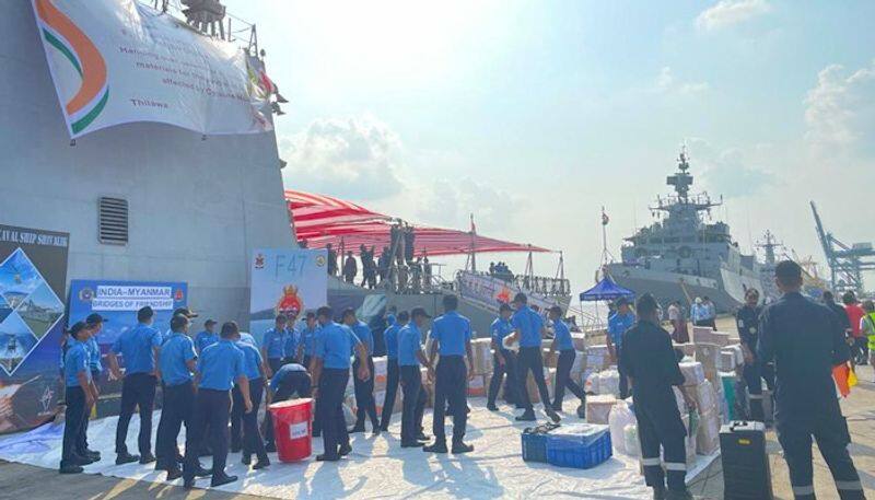 India to the rescue again 4 Navy ships delivers over 40 tonnes of relief material to Mocha hit Myanmar gcw