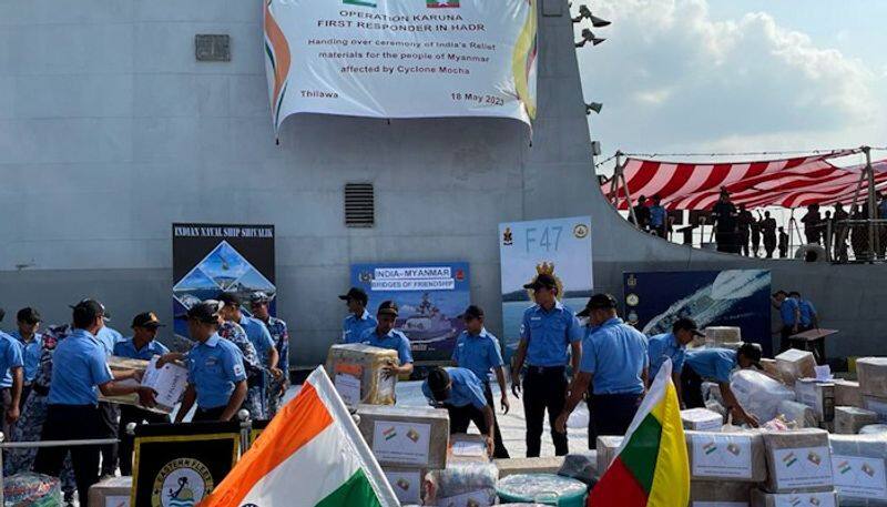 India to the rescue again 4 Navy ships delivers over 40 tonnes of relief material to Mocha hit Myanmar gcw