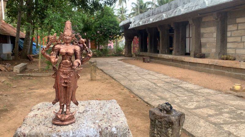 1 feet amman statue rescued from temple pond in kanyakumari district