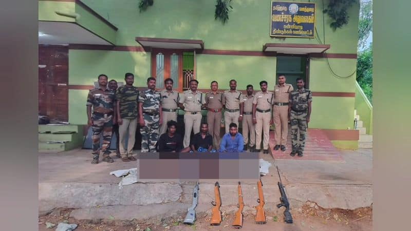 3 persons arrested by forest officers for deer hunting in dindigul district