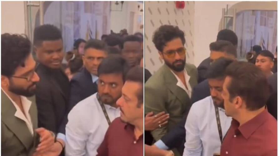 Vicky Kaushal Pushed Away By security Team While He Tries To Shake Hands With Salman Khan sgk Vicky Kaushal Pushed Away By security Team While He Tries To Shake Hands With Salman Khan sgk